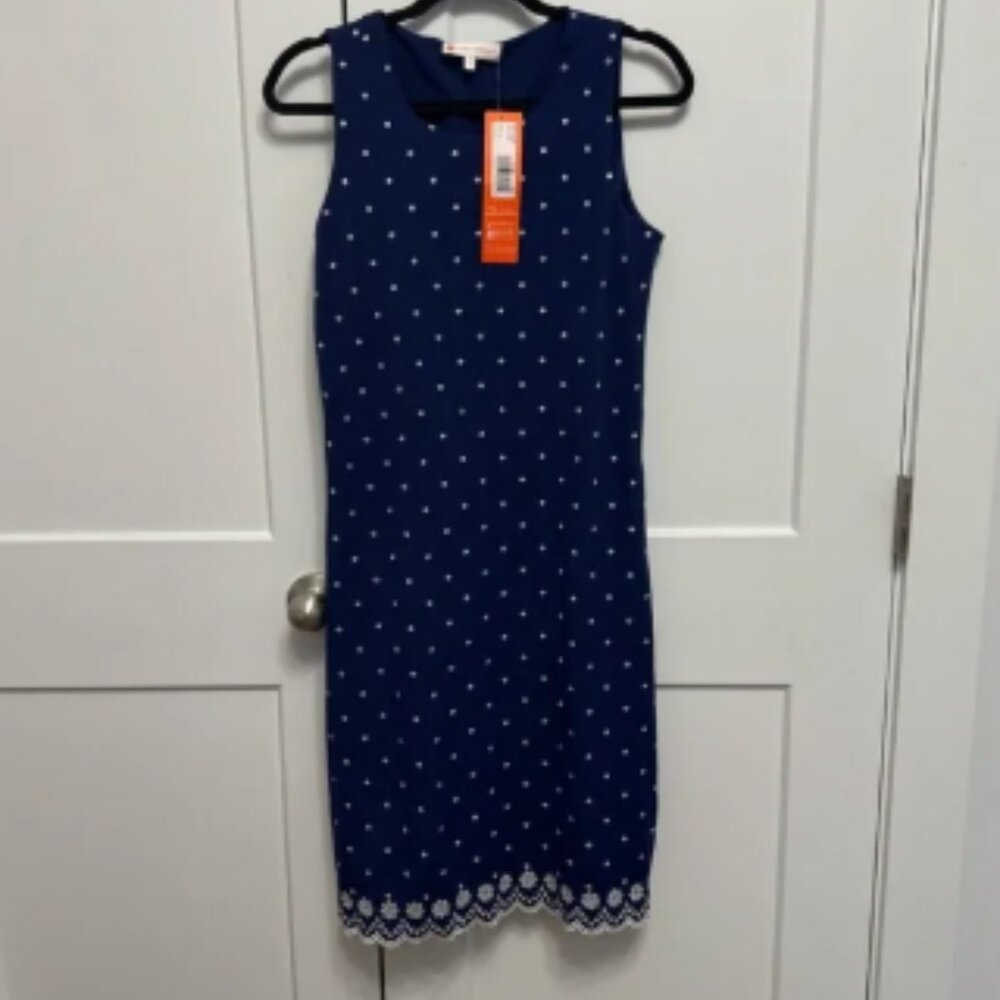 Jude Connally Beth Eyelet Shift Dress Navy White Size Small NEW WITH TAGS